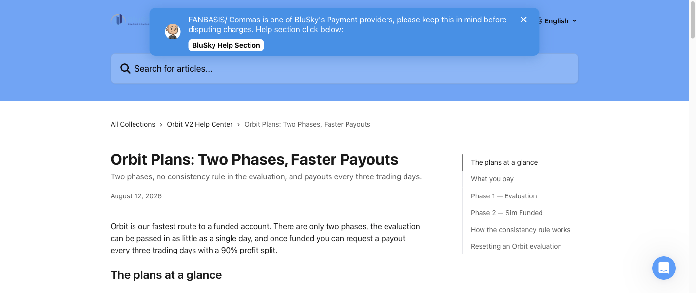 BluSky Orbit plan guide describing its two phases and payout rules.