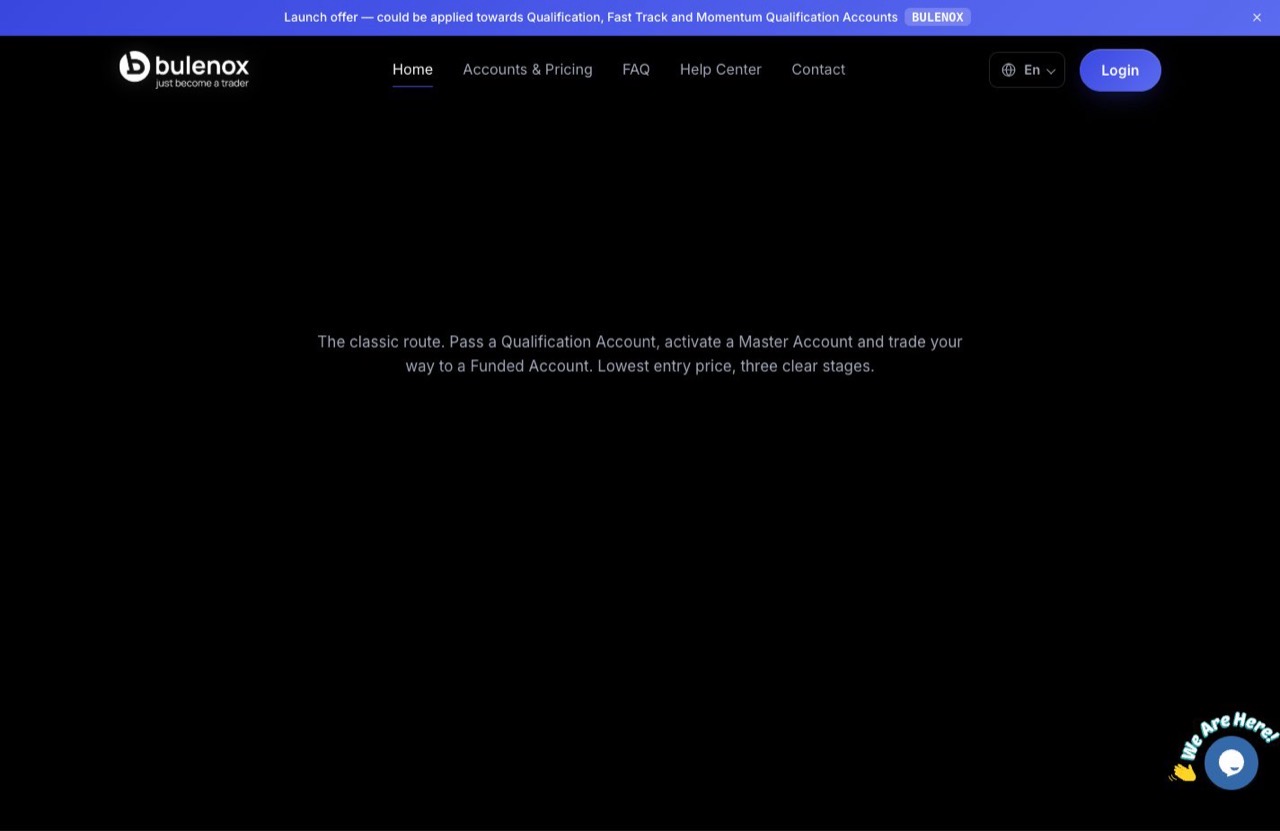 Bulenox homepage how-it-works section describing the three paths to a payout